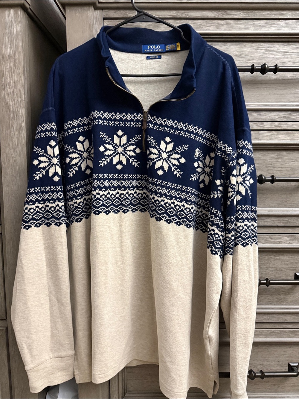 Polo by Ralph Lauren Navy & Cream Snowflake Half-Zip Sweater